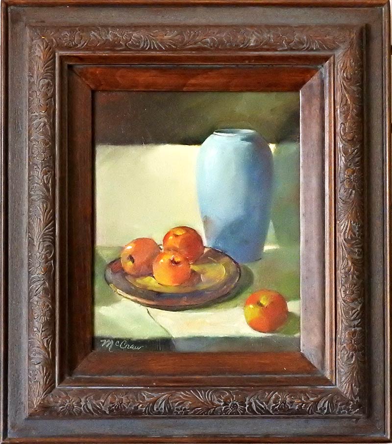 Blue Vase With Apples by Shirley Peel